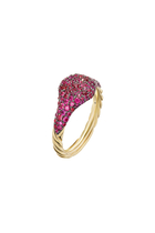 Pinky Petite Pave Ring, 18k Yellow Gold & Rubies